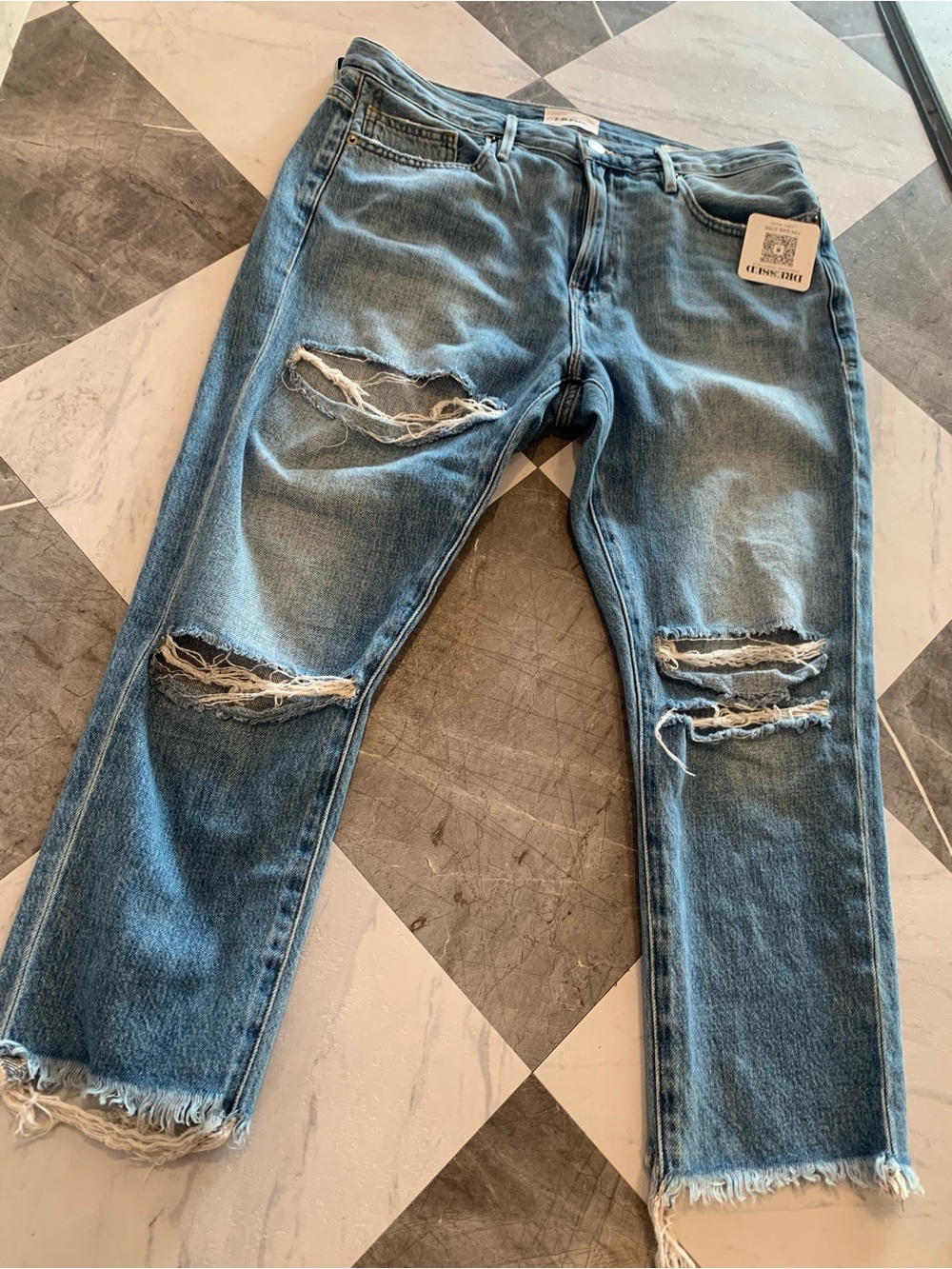 Frame Denim Light Blue Distressed Cropped Jeans